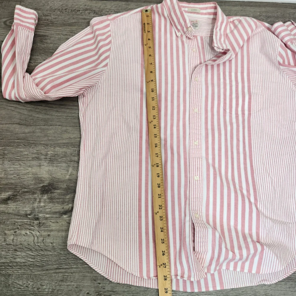 J. Crew The Broken-In Oxford Organic Cotton Striped Shirt Size XL preppy Summer
